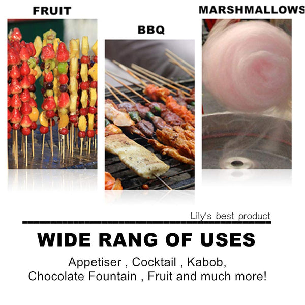 HOPELF 12" Natural Bamboo Skewers for BBQ,Appetiser,Fruit,Cocktail,Kabob,Chocolate Fountain,Grilling,Barbecue,Kitchen,Crafting and Party. Φ=4mm, More Size Choices 6"/8"/10"/14"/16"/30"(100 PCS)-UPStoxs