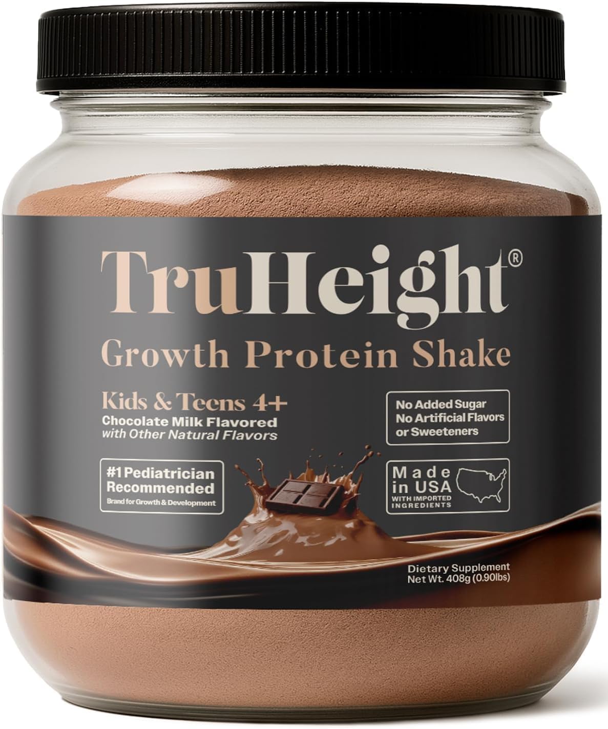 TruHeight Growth Protein Shake Powder for Kids & Teens, Chocolate Milk, Whey