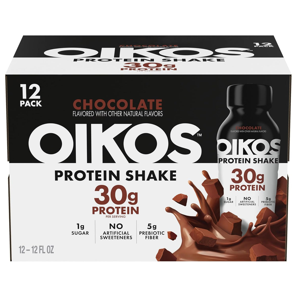 Oikos Chocolate Protein Shake, 30g Protein, 12 fl oz (12 Pack)