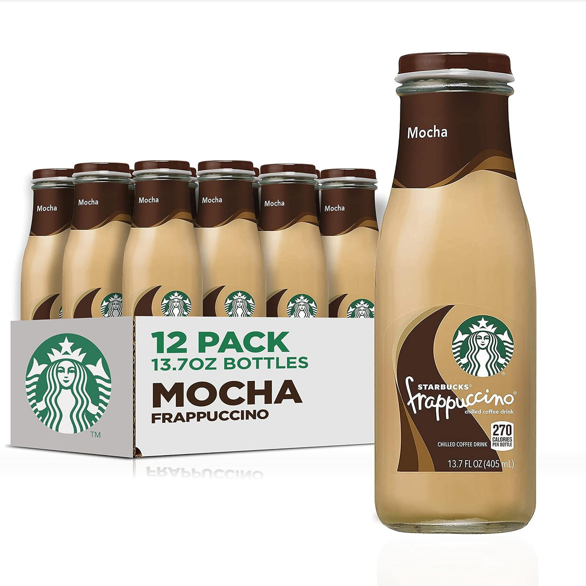 Starbucks Frappuccino Mocha 13.7 fl oz bottles in a 12-pack