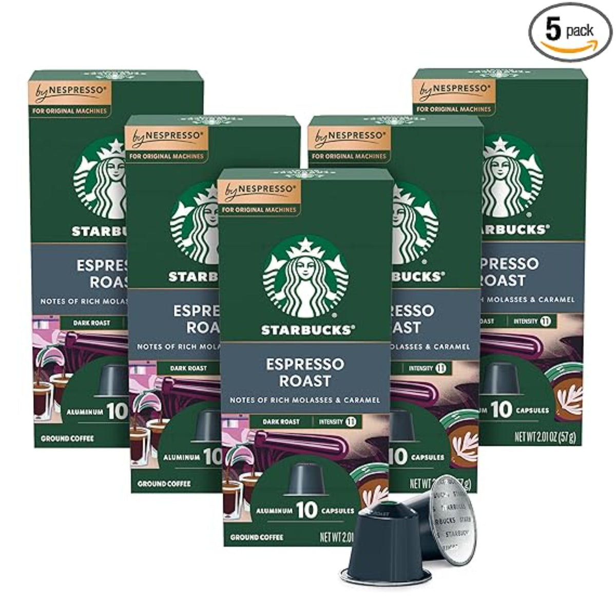 Starbucks by Nespresso Original Line Dark Roast Espresso, 50-count Espresso Pods