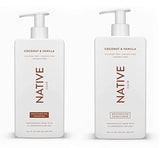 Native Shampoo and Conditioner Set | Sulfate Free, Paraben Free, Dye Free, with Naturally Derived Clean Ingredients| 16.5 oz (Coconut & Vanilla, Moisturizing), 2, 1.3 ounces-UPStoxs