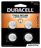 Duracell 2032 Lithium Battery. 4 Count Pack. Child Safety Features. Compatible with Apple AirTag, Key Fob, and other devices. CR2032 Lithium 3V Cell. 2032 Battery, Lithium Coin Battery-UPStoxs