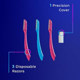 Schick Hydro Silk Touch-Up Dermaplaning Tool with Precision Cover, 3ct | Dermaplane Razor, Face Razors for Women, Eyebrow Razor, Facial Razor, Dermaplaning Razor, Womens Face Razor Peach Fuzz Remover-UPStoxs