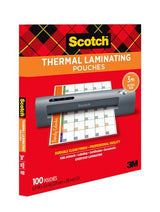 Scotch Thermal Laminating Pouches, For Use With Thermal Laminators, 8.9 x 11.4 Inches, Letter Size Sheets, 100 Count (Pack of 1)-UPStoxs
