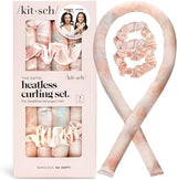 Kitsch Satin Heatless Curling Set - Overnight Hair Curlers and Rollers for No-Heat Soft Curls, Curling Rod Headband - Sunset-UPStoxs