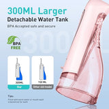 COSLUS Water Dental Flosser Teeth Pick: Portable Cordless Oral Irrigator 300ML Rechargeable Travel Irrigation Cleaner IPX7 Waterproof Electric Waterflosser for Teeth Cleaning F5020E Pink-UPStoxs