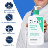 CeraVe Foaming Facial Cleanser | Daily Face Wash for Oily Skin with Hyaluronic Acid, Ceramides, and Niacinamide| Fragrance Free Paraben Free | 12 Fluid Ounce-UPStoxs