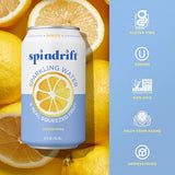 Spindrift Sparkling Water, Lemon Flavored, Made with Real Squeezed Fruit, 12 Fl Oz Cans, Pack of 24 (Only 3 Calories per Can)-UPStoxs