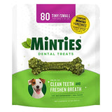 Minties Dental Chews for Dogs, 80 Count, Vet-Recommended Mint-Flavored Dental Treats for Tiny/Small Dogs 5-24 lbs, Dental Bones Clean Teeth, Fight Bad Breath, and Removes Plaque and Tartar-UPStoxs