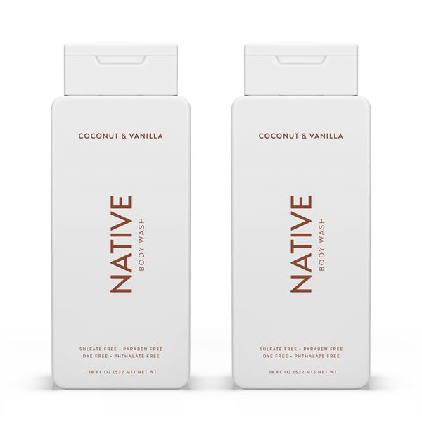 Native Body Wash Contains Naturally Derived Ingredients | For Women & Men, Sulfate, Paraben, & Dye Free Leaving Skin Soft and Hydrated | Coconut & Vanilla 18 oz - 2 Pk-UPStoxs