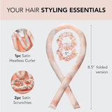 Kitsch Satin Heatless Curling Set - Overnight Hair Curlers and Rollers for No-Heat Soft Curls, Curling Rod Headband - Sunset-UPStoxs