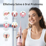 COSLUS Water Dental Flosser Teeth Pick: Portable Cordless Oral Irrigator 300ML Rechargeable Travel Irrigation Cleaner IPX7 Waterproof Electric Waterflosser for Teeth Cleaning F5020E Pink-UPStoxs