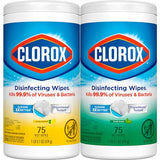 Clorox Disinfecting Wipes Value Pack, Bleach Free Cleaning Wipes, 75 Count Each, Pack of 2, Packaging May Vary-UPStoxs