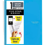 Five Star Spiral Notebook + Study App, 1 Subject, Graph Ruled Paper, Fights Ink Bleed, Water Resistant Cover, 8-1/2" x 11", 100 Sheets, Tidewater Blue (06190AA4)-UPStoxs
