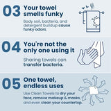 Clean Skin Club Clean Towels XL™, 100% USDA Biobased Face Towel, Disposable Face Towelette, Makeup Remover Dry Wipes, Ultra Soft, 50 Ct, 1 Pack-UPStoxs
