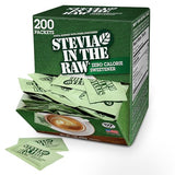 Stevia In The Raw, Plant Based Zero Calorie, No Erythritol, Sugar Substitute, Sugar-Free Sweetener for Coffee, Hot & Cold Drinks, Suitable For Diabetics, Vegan, Gluten-Free, 200 Count Packets (1 Pack)-UPStoxs