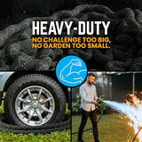 PowerFlow Garden Hose, NON-EXPANDABLE 25 Feet Premium Quality Stainless Steel Metal Water Hose with Durable Fabric Skin, Hose For Commercial, Residential Use, Bonus 10-way Spray Nozzle (25 Ft, Black)-UPStoxs