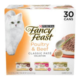Fancy Feast Poultry and Beef Feast Classic Pate Collection Grain Free Wet Cat Food Variety Pack - (Pack of 30) 3 oz. Cans-UPStoxs