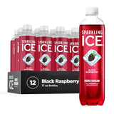 Sparkling Ice, Black Raspberry Sparkling Water, Zero Sugar Flavored Water, with Vitamins and Antioxidants, Low Calorie Beverage, 17 fl oz Bottles (Pack of 12)-UPStoxs