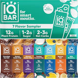 IQBAR Brain and Body Plant Protein Bars - 7 Bar Sampler Pack - Low Carb, High Fiber, Gluten Free, Healthy Vegan Snacks - Low Sugar Keto Energy Bars-UPStoxs