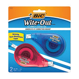 BIC Wite-Out Brand EZ Correct Correction Tape, 39.3 Feet, 2-Count Pack of white Correction Tape, Fast, Clean and Easy to Use Tear-Resistant Tape Office or School Supplies-UPStoxs