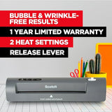 Scotch TL901X Thermal Laminator, 1 Laminating Machine, Gray, Laminate Recipe Cards, Photos and Documents, For Home, Office or School Supplies, 9 in.-UPStoxs