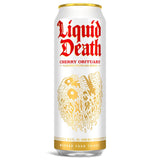 Liquid Death, Cherry Obituary Sparkling Water, 8-Pack (King Size 19.2oz Cans), Cherry Flavored Sparkling Beverage Sweetened With Real Agave, Low Calorie & Low Sugar-UPStoxs