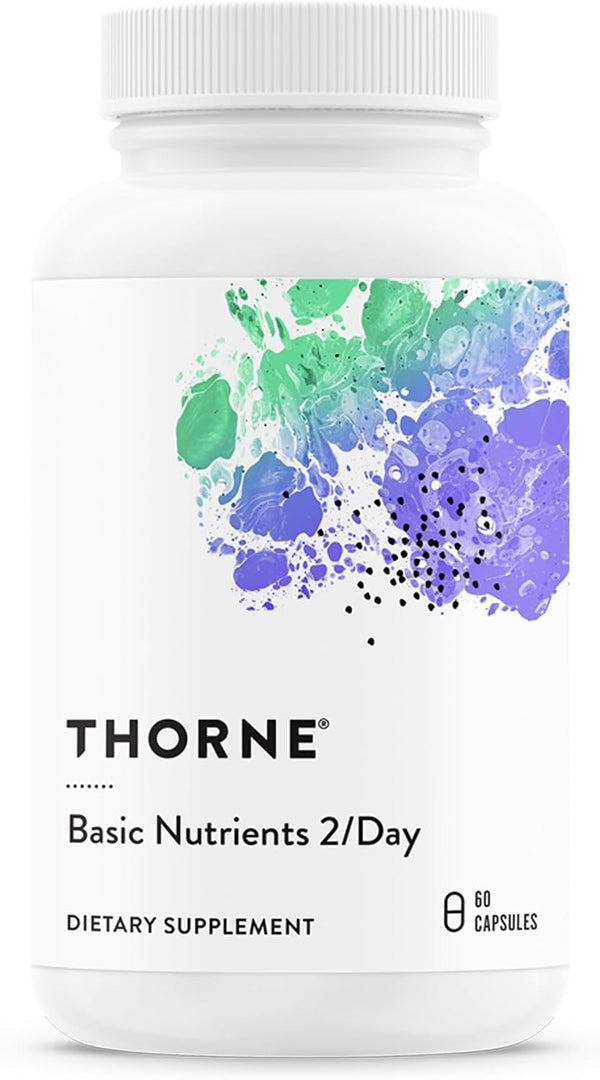 THORNE Basic Nutrients 2/Day vitamin and mineral supplement, 60-capsule bottle