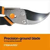 Fiskars Bypass Pruning Shears, 5/8-Inch Cut Capacity Garden Clippers, Gardening Scissors with Sharp, Rust Resistant Steel Blade-UPStoxs