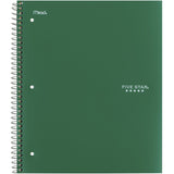 Five Star Spiral Notebook + Study App, 5 Subject, College Ruled Paper, Fights Ink Bleed, Water Resistant Cover, 8-1/2" x 11", 200 Sheets, Green (72079)-UPStoxs