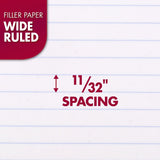Mead Loose Leaf Paper, Notebook Paper, Wide Ruled Filler Paper, Reinforced, 8 x 10.5, 100 Sheets (15006), White-UPStoxs