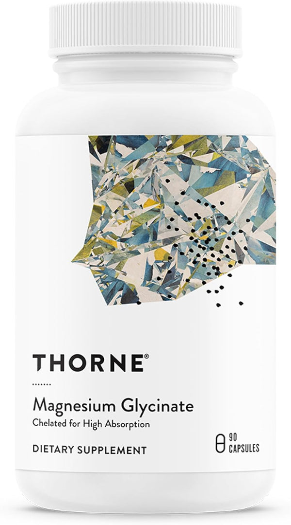 THORNE Magnesium Glycinate chelated magnesium supplement, 90-capsule bottle