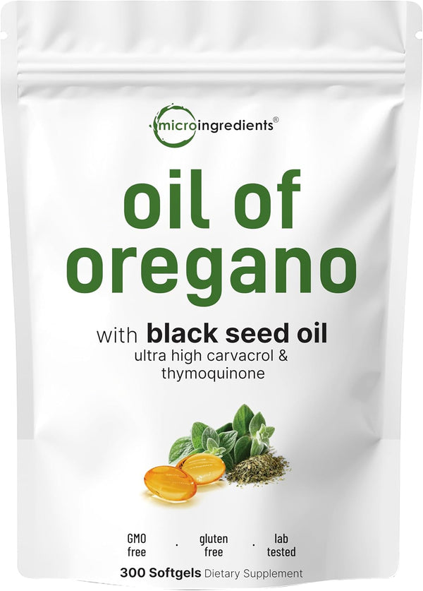 Micro Ingredients Oil of Oregano with Black Seed Oil, 300-softgel pack