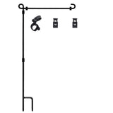 HOOSUN Garden Flag Stand, Premium Garden Flag Pole Holder Metal Powder-Coated Weather-Proof Paint with one Tiger Clip and two Spring Stoppers without flag-UPStoxs