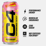 C4 Performance Energy Drink | STARBUST™ Strawberry | Zero Sugar Carbonated Preworkout Energy | 200mg Caffeine with Beta Alanine | 16 Fl Oz (12 Pack)-UPStoxs