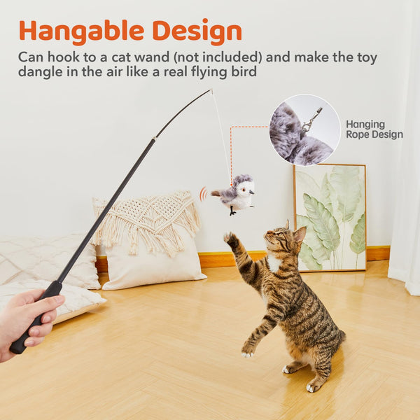 Potaroma Cat Toys Flapping Bird (No Flying), Lifelike Sandpiper Chirp Tweet, Rechargeable Touch Activated Kitten Toy Interactive Cat Exercise Toys for All Breeds Cat Kicker Catnip Toys 4.0"-UPStoxs