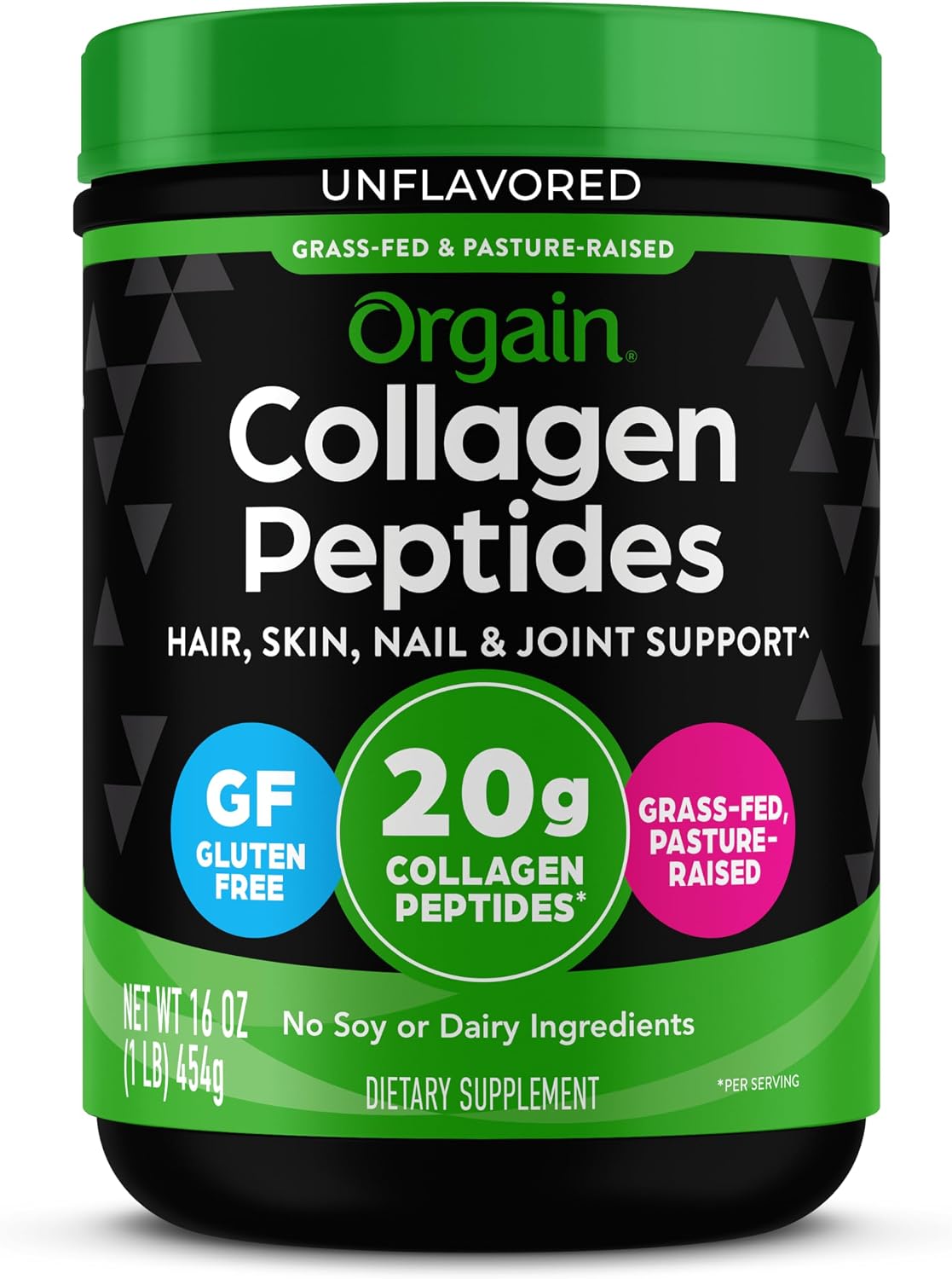 Orgain hydrolyzed collagen peptides powder, unflavored, 1 lb container