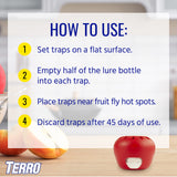 TERRO T2503-3 Ready-to-Use Indoor Fruit Fly Trap with Built in Window - 6 Traps + 270 day Lure Supply-UPStoxs