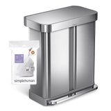 simplehuman Code H 100 Count,Genuine Custom Fit Liners, Drawstring Trash Bags in Dispenser Packs, 30-35 Liter / 8-9 Gallon, White-UPStoxs