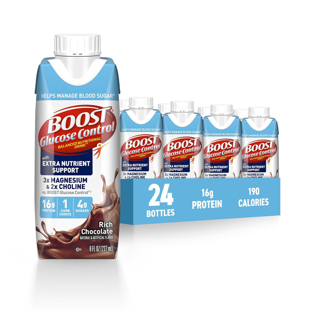 BOOST Glucose Control Nutritional Drink, Chocolate, 8 fl oz (24 Pack)