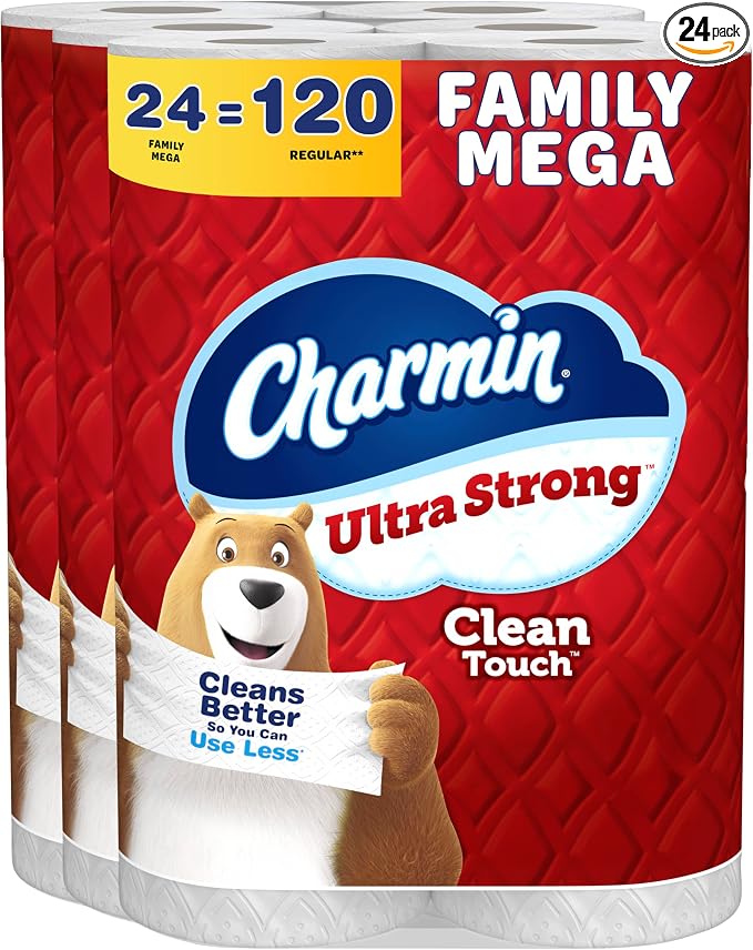 Charmin Ultra Strong Clean Touch toilet paper, 24 Family Mega Rolls
