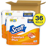 Scott ComfortPlus Toilet Paper, 36 Mega Rolls (2 Packs of 18), 425 Sheets per Roll, Septic-Safe, 1-Ply Toilet Tissue-UPStoxs