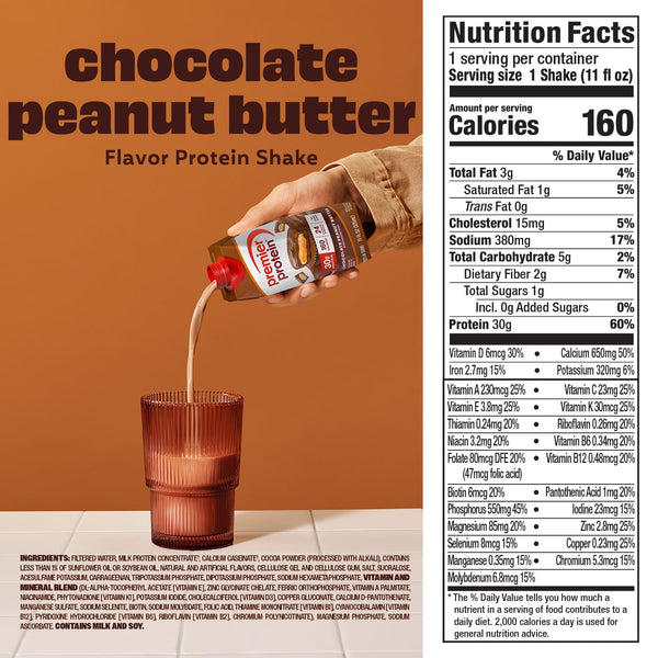 Premier Protein chocolate peanut butter protein shake 12-pack