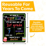 First and Last Day of School Board Sign with Liquid Chalk Markers Pack - Back to School Sign with Chalkboard Markers - 14”x11” Double-Sided - Back to School Supplies for Kindergarten Preschool-UPStoxs