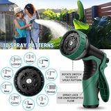 Expandable Garden Hose 100 ft with 10 Function Nozzle Sprayer, Lightweight & No-Kink Flexible Water Hose with Durable Latex Core & Solid Brass Fittings, 100ft Retractable Stretch Hose (DarkGreen)-UPStoxs