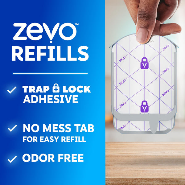 Zevo Flying Insect Trap Official Refill Cartridges - Fits Zevo Trap and MAX Indoor Fly Trap, Trap+Lock Technology Fly Trap Refill for Gnats, House Flies & Fruit Flies (4 Official Refill Cartridges)