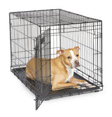 MidWest Homes for Pets Newly Enhanced Single Door iCrate Dog Crate, Includes Leak-Proof Pan, Floor Protecting Feet , Divider Panel & New Patented Features, Black-UPStoxs