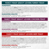 Purina Fancy Feast Gravy Lovers Poultry and Beef Gourmet Wet Cat Food Variety Pack - (Pack of 30) 3 oz. Cans-UPStoxs