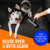 Chom Chom Roller Pet Hair Remover and Reusable Lint Roller - Black ChomChom Cat and Dog Hair Remover for Furniture, Couch, Carpet, Clothing and Bedding - Portable, Multi-Surface Fur Removal Tool-UPStoxs